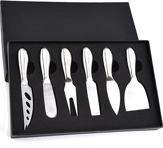 6-Piece Cheese Knife Set, Premium Stainless Steel Cheese Knives with Gift Box, Cheese and Charcuterie Board Collection matching tools (cheese knife set of 6)