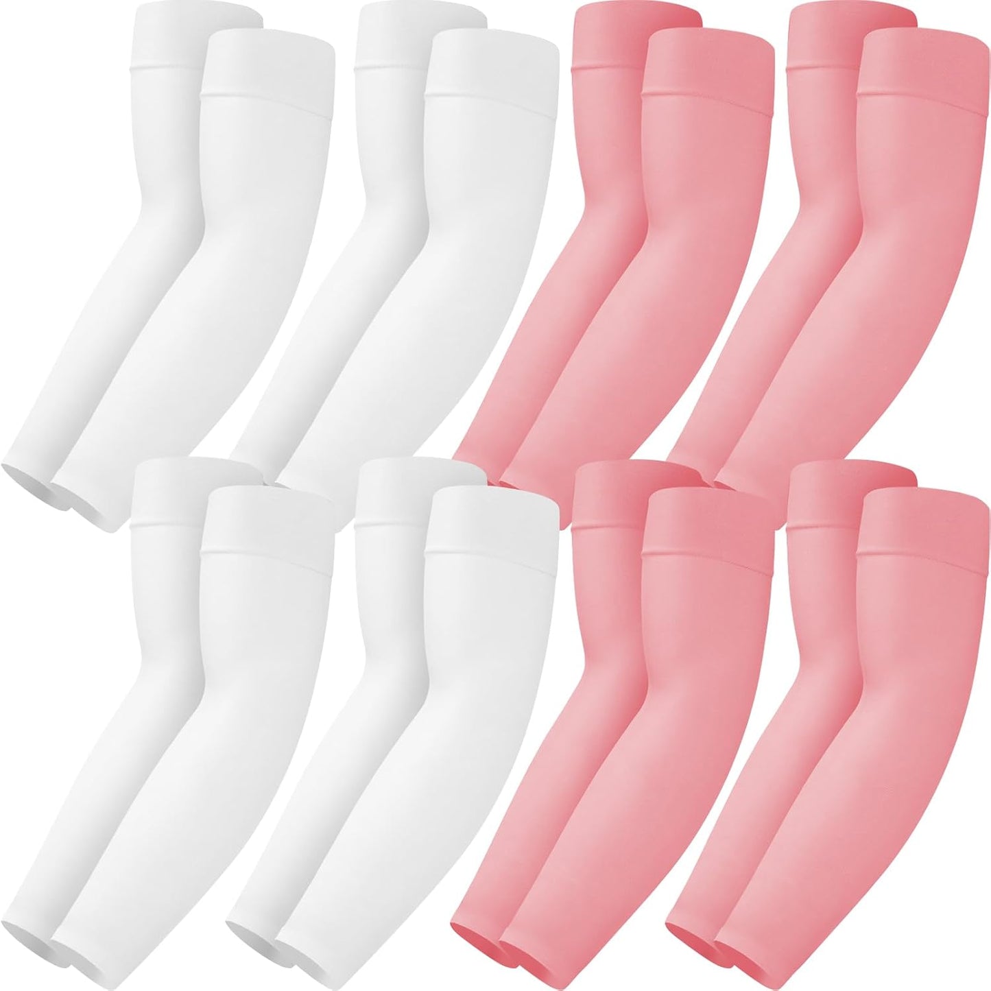 Mochabao 8 Pairs Soft Arm Sleeves, UV Sun Protection Cooling Compression Arm Covers for Outdoor Work, Sports, Men & Women