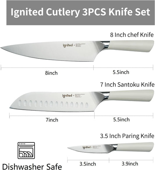 3.5 Inch Paring Knife – German Stainless Steel, Ergonomic Ivory White Handle, Minimalist Small Kitchen Knife for Peeling & Cutting, Ideal Gift for Chefs, Cooks