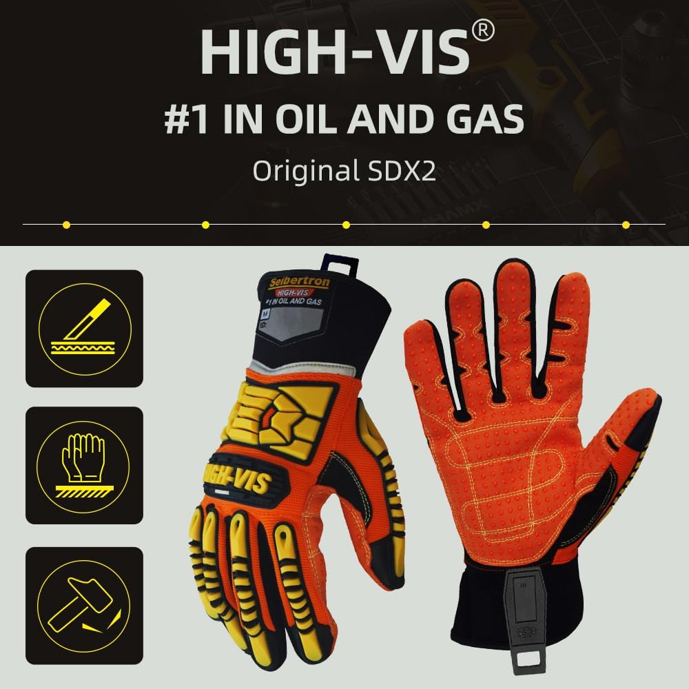 Seibertron High-Vis Series Cut Resistant Reducing Anti-Impact Mechanics Heavy Duty Safety Rescue Oil and Gas Gloves