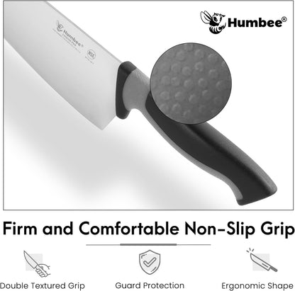 7.5-Inch Nakiri Knife, High Carbon Stainless Steel Hollow Grind Blade, Razor Sharp Edge, Ergonomic Non-Slip Handle, Cleaver Style, DT-50 Series, Orange