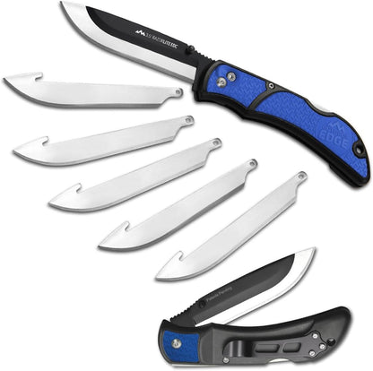 OUTDOOR EDGE 3.5" RazorLite EDC Knife. Pocket Knife with Replaceable Blades and Clip. The Perfect Hunting Blade for Skinning Deer. Blaze Orange with 6 Blades