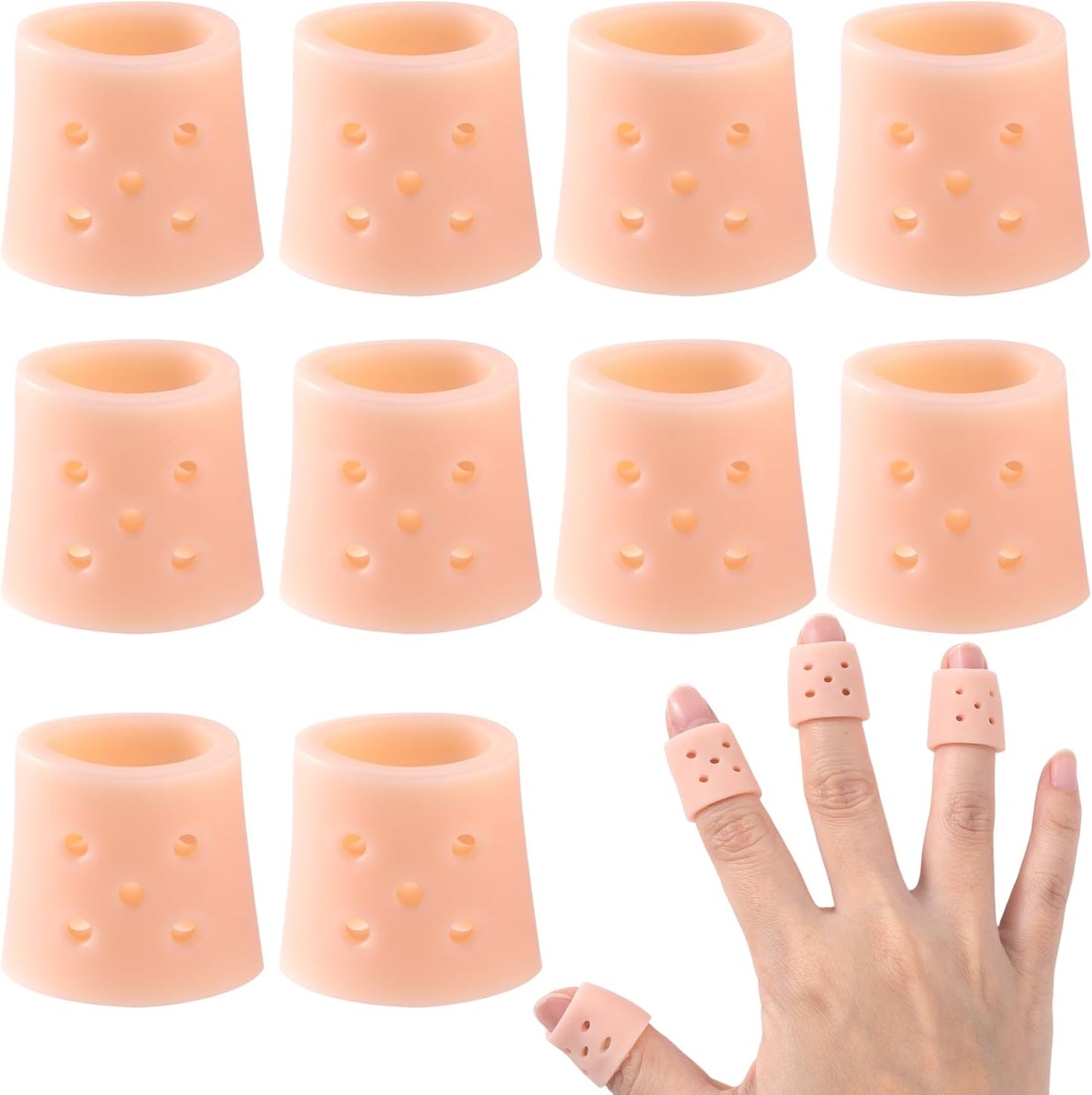 PAGOW 12pcs Finger Covers for Skin Picking, Reusable Silicone Stop Nail Biting Finger Guard, Breathable Anti Skin Picking Finger Gloves for Nail Biting Prevention, Cuticle Protection, Cracked - Clear