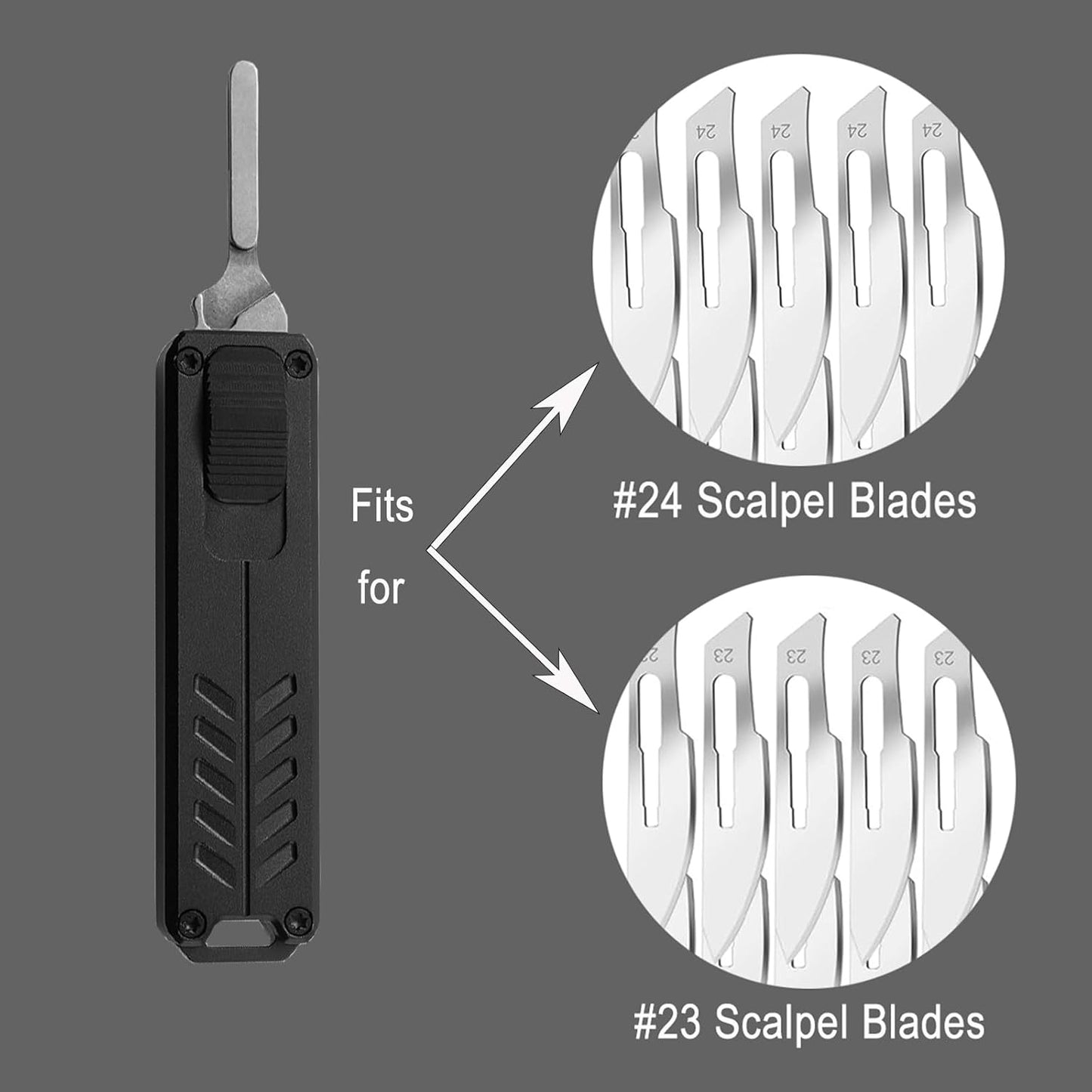 Automatic Utility Knife, Safety Auto Box Cutter Retractable, EDC Push Button Exacto Scalpel Knife, 10PCS #23 Razor Blades Pocket Knives with Clip