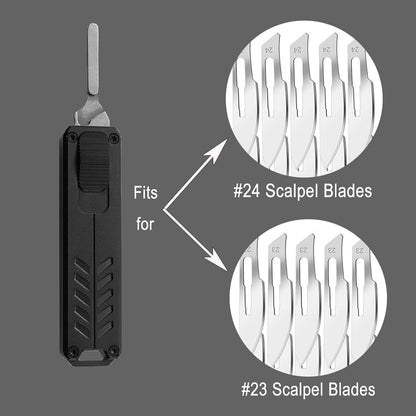 Automatic Utility Knife, Safety Auto Box Cutter Retractable, EDC Push Button Exacto Scalpel Knife, 10PCS #23 Razor Blades Pocket Knives with Clip