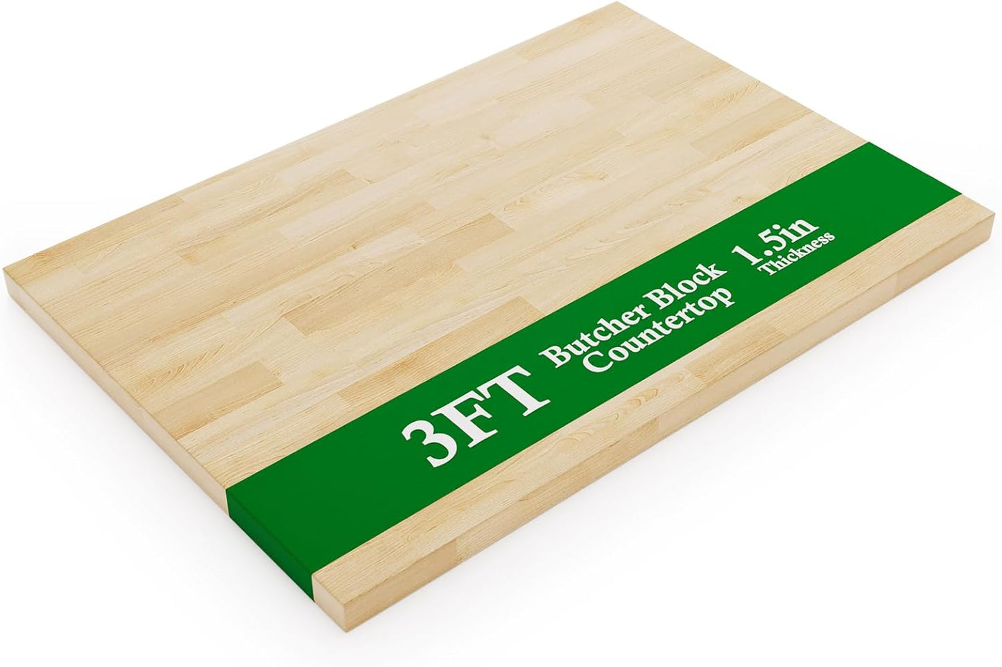4FT Butcher Block Countertop Birch Solid Wood - 50" x 25" Table Top Butcher Block Cutting Board for Kitchen Island Cart Living Dining Office Desk Workbench Washer Dryer Countertop Unfinished 1.5" Th