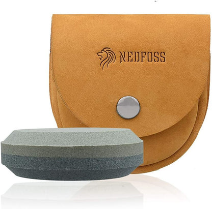 NedFoss Axe/Hatchet Sharpening Puck Whetstone Knife Sharpening Stone, Dual Grit Multi-Purpose Sharpener with Sheath