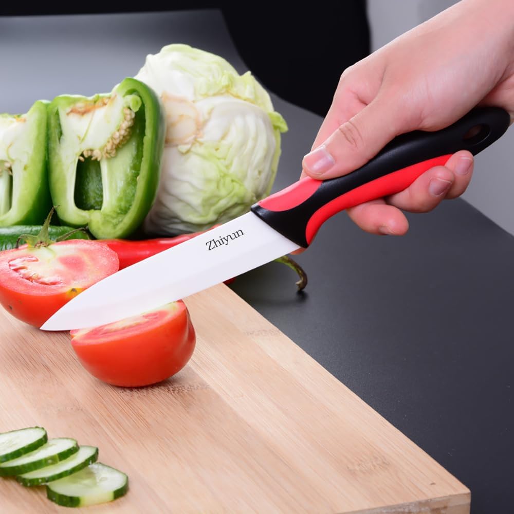 3 PCS Colorful Knivies Set, 4 Inch Ceramic knife 3 PCS Knives with Zirconia Blade and Sheath Covers,use for meat fruit vegetable and bread (green blue and pink)