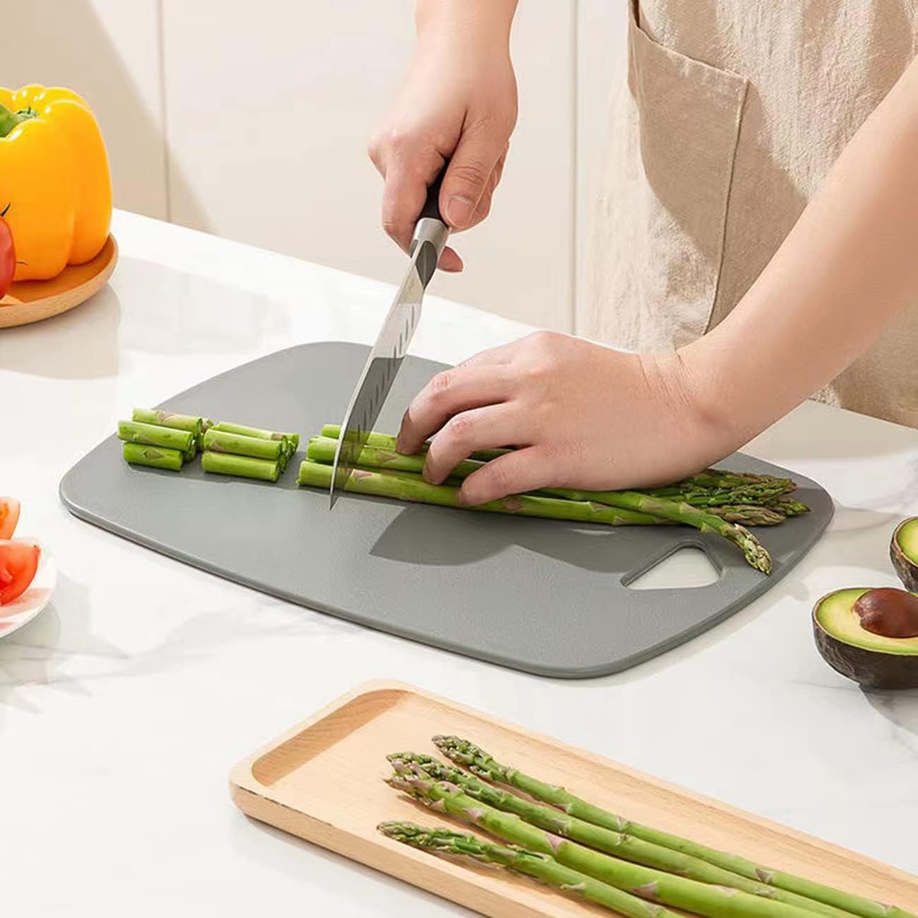 Plastic Cutting Board Set of 3, Cutting Boards for Kitchen,Thick Chopping Boards for Meat, Veggies, Fruits, with Easy Grip Handle,Dishwasher Saf,Suitable for outdoor camping, RV. (green)