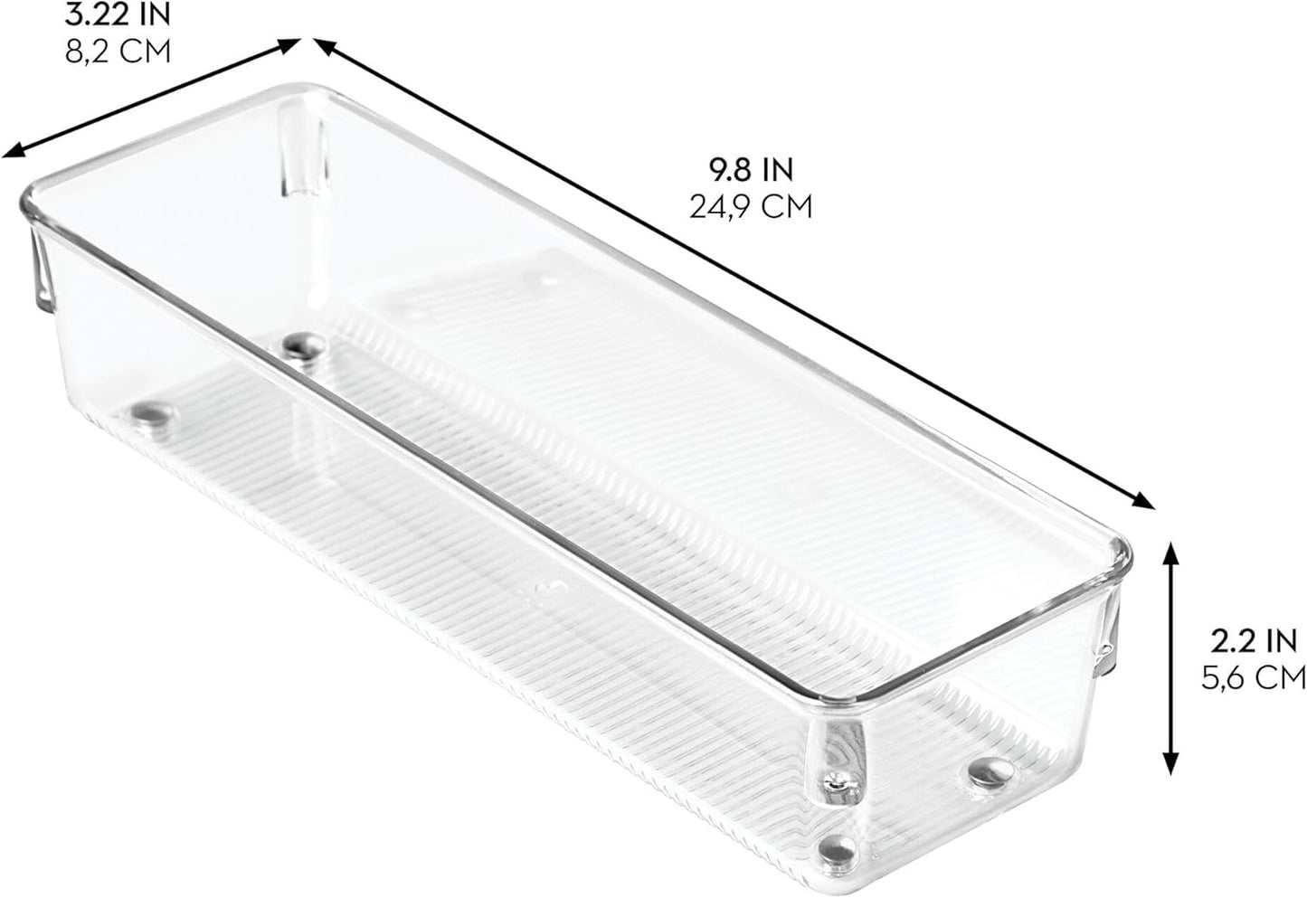 iDesign Utensil Holder and Silverware Organizer for Kitchen Utensils and Countertop Storage, The Linus Collection – Set of 2, 4" x 12" x 3", Clear