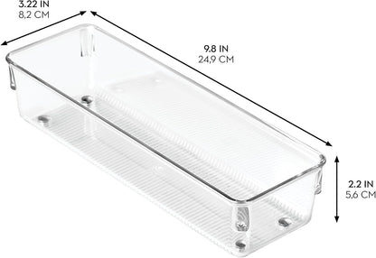 iDesign Utensil Holder and Silverware Organizer for Kitchen Utensils and Countertop Storage, The Linus Collection – Set of 2, 4" x 12" x 3", Clear