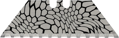 NDZ Performance Serrated Steel Blade Replacement for Utility Knife & Box Cutters, Custom Double Sided Laser Engraved Designs, Silver - Skull - 3 Pack