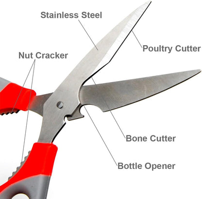 Hometeq 2 Pack - Scissors Stainless Steel Heavy Duty Sharp Kitchen Scissors Multi-Purpose Poultry Shears with Soft Grip Handles