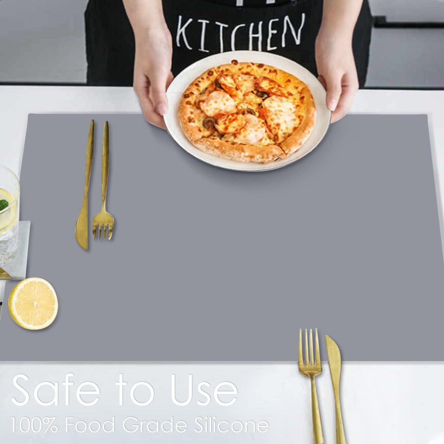 Extra Large Dark Green Countertop Mat - Silicone Table Kitchen Desk Mat - Non-Slip & Heat Resistant - Dinner Placemat Pastry Dough Rolling Mat - Colors A