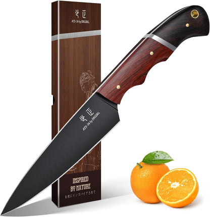 DRGSKL Boning Knife 7 inch - Brisket Trimming Knives for Meat Cutting, Black Butcher Slicing Knives with Full Tang Handle, Kitchen Fillet Knife for Birthday Dad Mom Gift