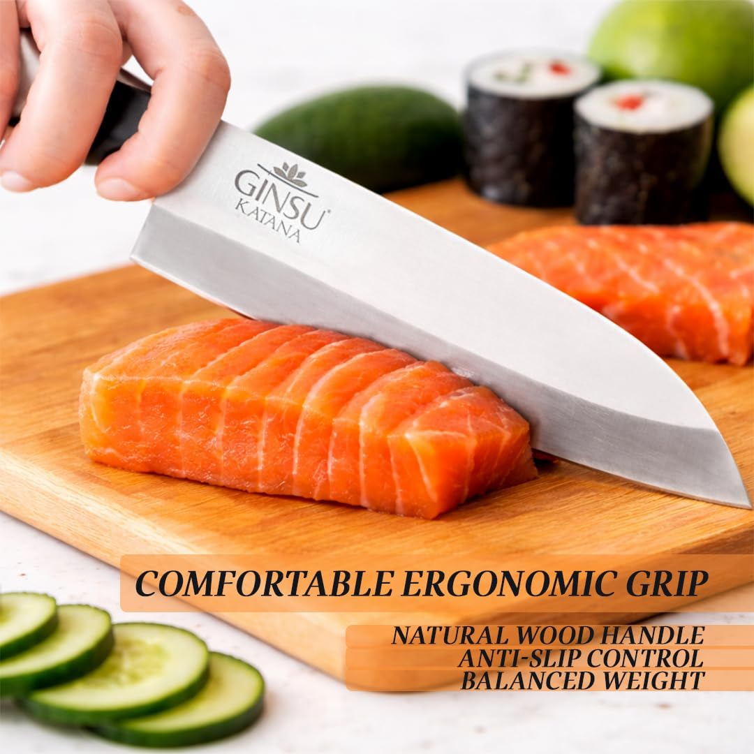 8" Gyuto Knife - Japanese Stainless Steel for Meat and Poultry - Maple Handle, Single Bevel