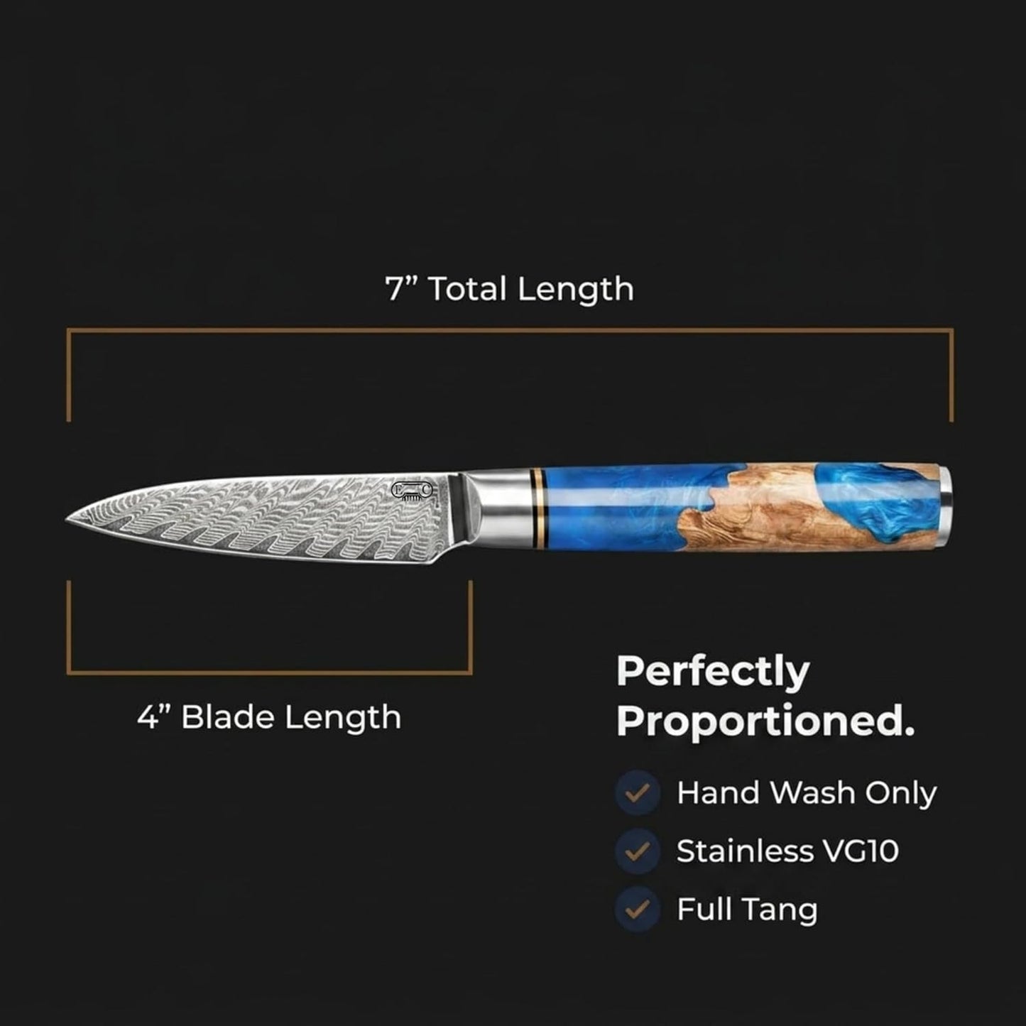 Tidal Blue - 7" Nakiri Knife - Damascus