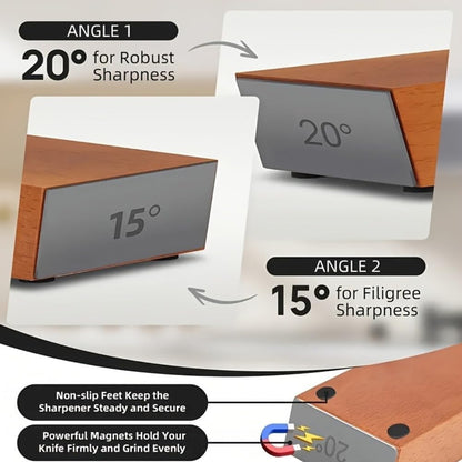 Rolling Knife Sharpener - Kitchen Knife Sharpener for Razor Sharp Edges Made in Germany - Easy Knife Sharpening Kit - Roller with Magnetic Holder with 15 & 20 Degrees