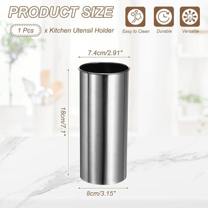 uxcell Kitchen Utensil Holder, 3.1x4.7 Stainless Steel Utensil Cutlery Holder Cooking Flatware Organizer for Kitchen Restaurant Countertop Fork, Straw, Knives, Spoon, Chopstick, Silver