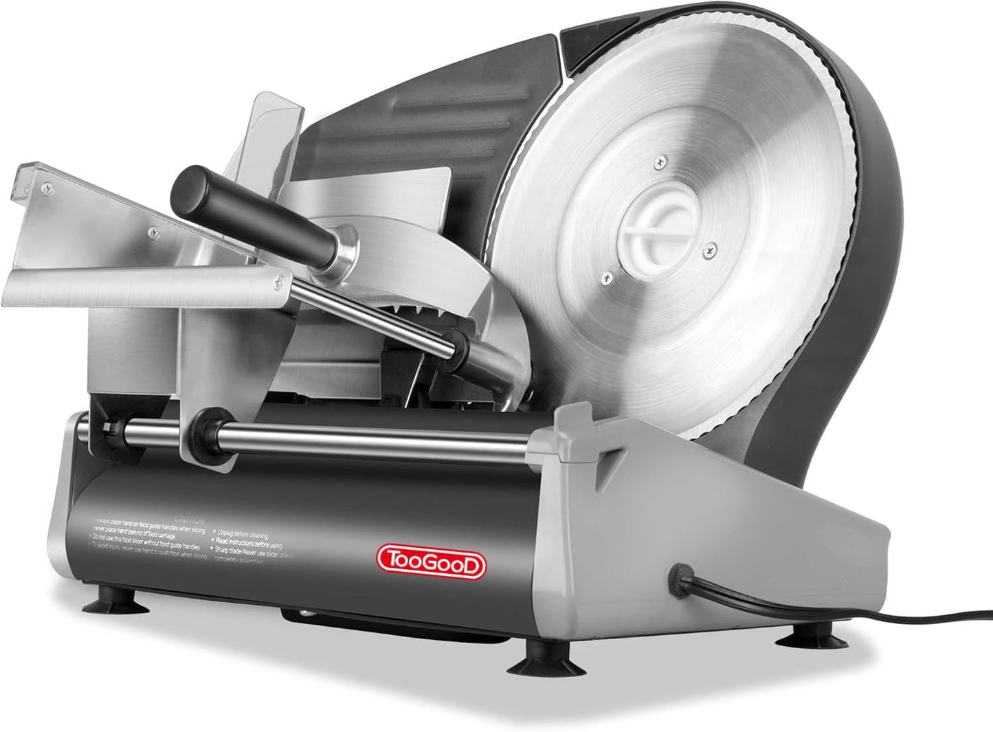 TOOGOOD 7.5" Electric Meat Slicer, with Stainless Steel Blade, Adjustable Thickness Food Slicer Machine for Home Use, Cuts Meat, Ham, Hard Cheese and Deli (Black)