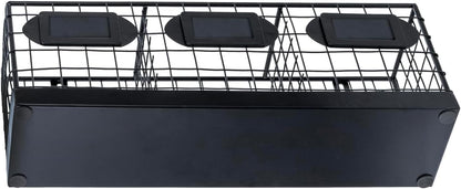 MyGift Wall Mountable Black Metal Utensil Holder Organizer, 15.7" Countertop Kitchen Silverware Flatware Caddy Holder Storage Basket with 3 Compartments and Chalkboard Labels