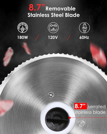 TOOGOOD 7.5" Electric Meat Slicer, with Stainless Steel Blade, Adjustable Thickness Food Slicer Machine for Home Use, Cuts Meat, Ham, Hard Cheese and Deli (Black)