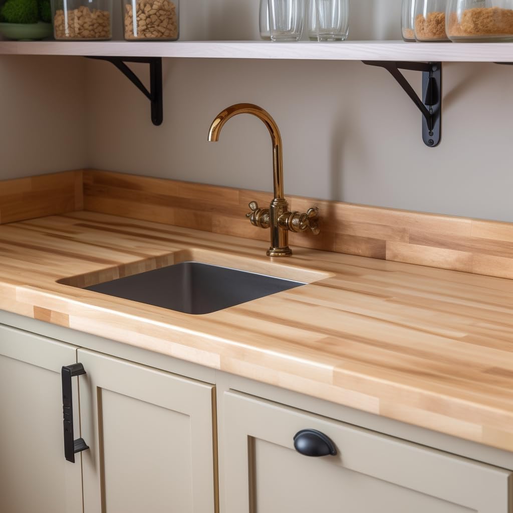 CONSDAN Butcher Block Counter Top, USA Grown Oak Solid Hardwood Countertop, Wood Slabs for Kitchen, Reversible, Both Side Polished, Prefinished with Food-safe Oil, 1.5" Thickness, 18" L x 25" W