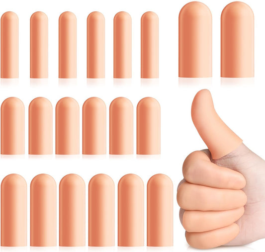 20 Pcs Gel Finger Protectors, Finger Caps Silicone Fingertips Protection, Reusable Soft High Elastic Fingertip Bandages for Relief Fingers Arthritis, Cracked , and Other Fingers Pain(Multi-Size)