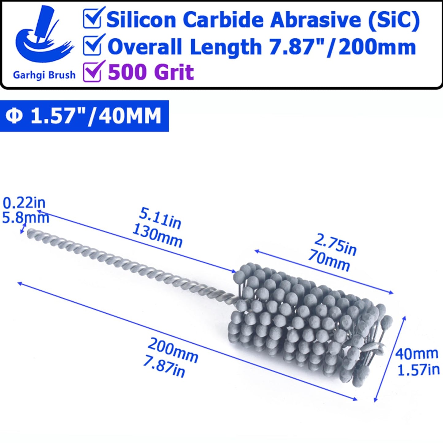 Garhgi 1-3/8" (35mm) Cylinder Honing Brush, 240 Grit Silicon Carbide Nylon Hone Tool, for Engine Cylinder Bore Deburring Finishing Deglazing Cleaning on Metals Steel Cast Iron