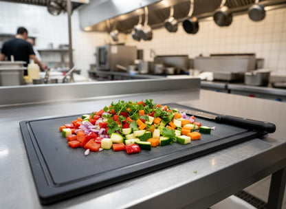 Commercial Grade Plastic Cutting Board with Juice Groove - 18 x 12 Inch for Carving Meat, Grilling, BBQ - 1/2" Thick White HDPE Poly for Food Service
