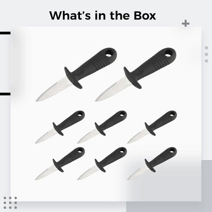 Oyster Knife Set, 8 Pcs Heavy-Duty Stainless Steel Oyster Shucking Tool, Seafood Scallop Opener With 5.7 In Hand Guard For Kitchen