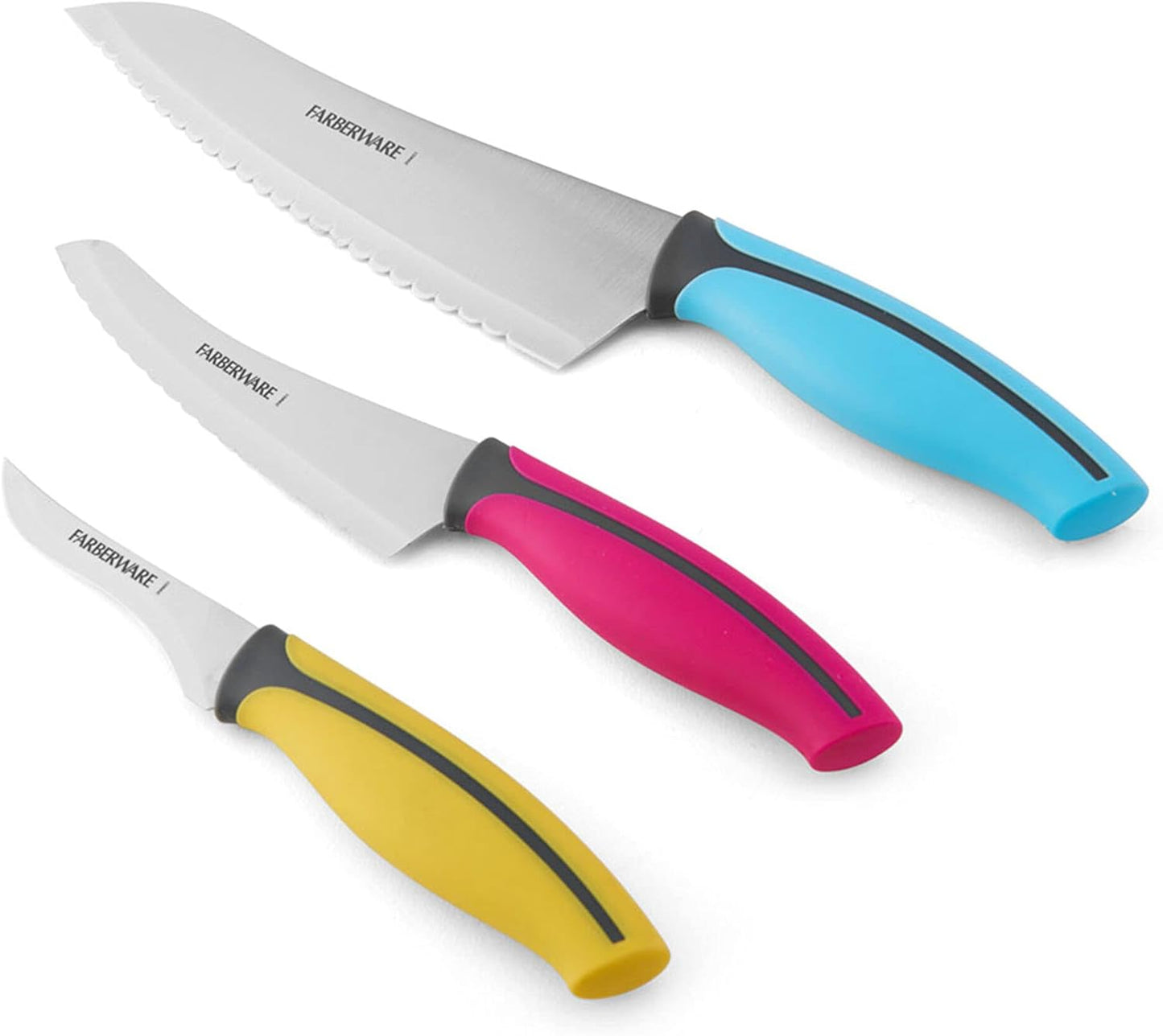 Farberware Precise Slice Utility Knife Set, 3 Piece, Multicolor