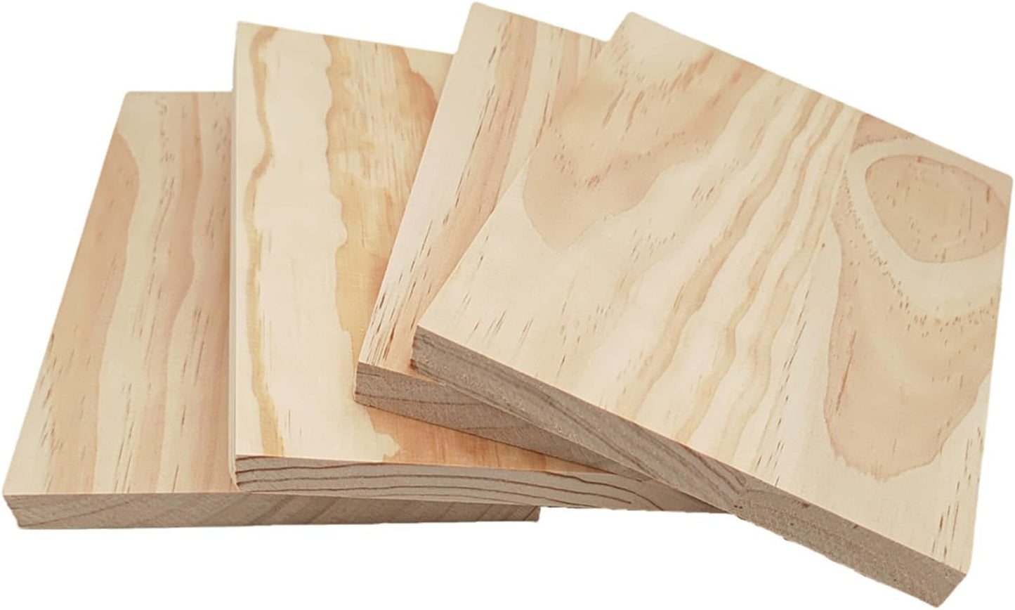 4PCS Rectangle Wood Boards Unfinished Wood Blocks for Crafting, 8x6x1in Blank Whittling Wooden Blocks for Wood Carving,Painting & Burning