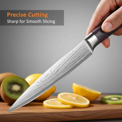 3 Pieces Knife Set, High Carbon Stainless Steel Professional Kitchen Knife Set, Ultra Sharp Chef Knives Sets with Ergonomic Wooden Handle