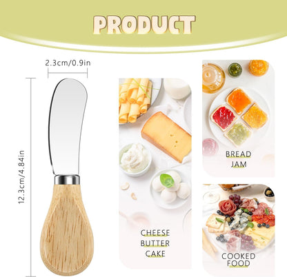Butter Knife Spreader, Cheese Spreader Knives Set of 4, Stainless Steel Butter Knives with Acacia Wood Handle, Small Cheese Knives for Cold Butter, Soft Cheese Spreader, Jam, Charcuterie, Pastry