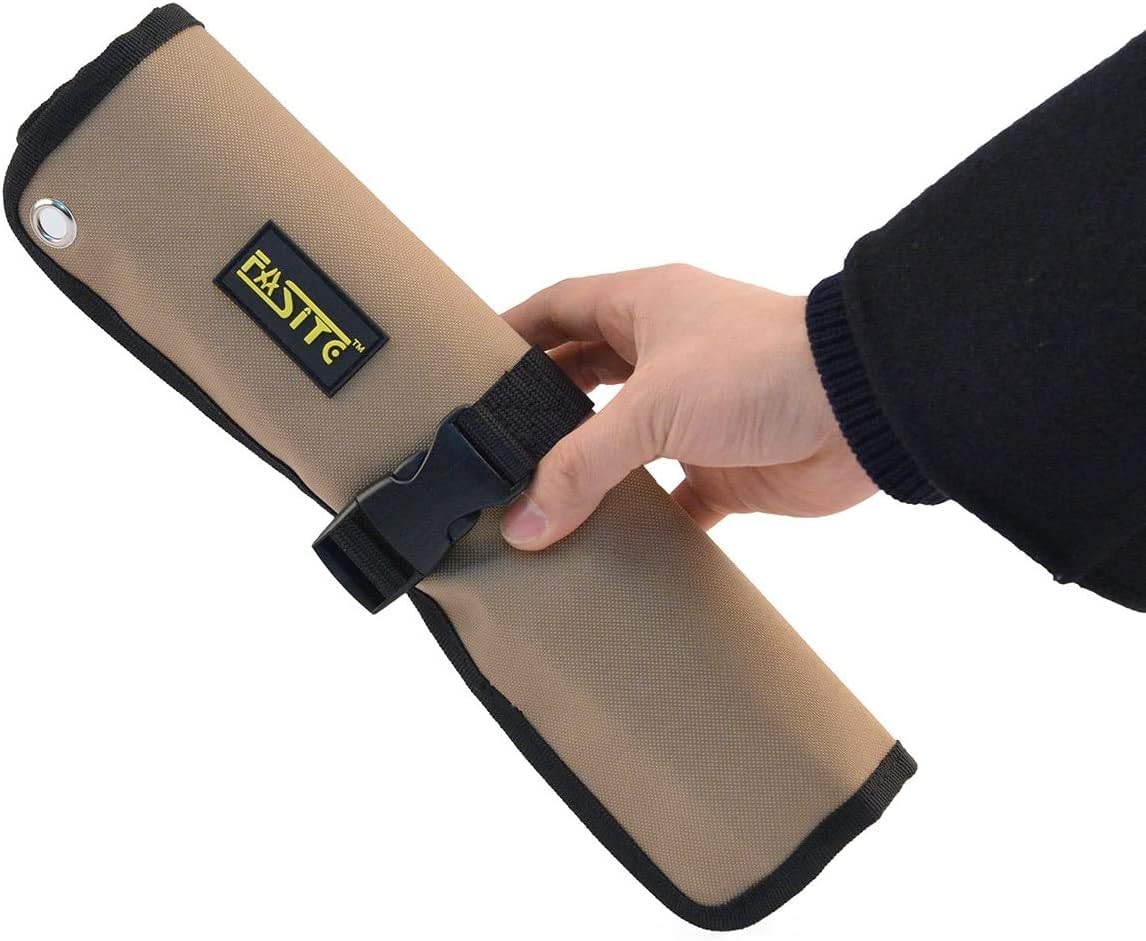 Roll Tool Pouch Rolling Tool Hanging Bag Multi Pockets Organizer PTN055, Dark Yellow