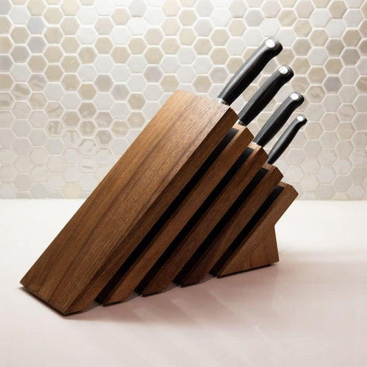 Messermeister Next Level Magnetic Knife Block, Acacia - Modern & Ventilated - Holds 16 Knives or Steels & Scissors - 12" w x 9" h x 5" d