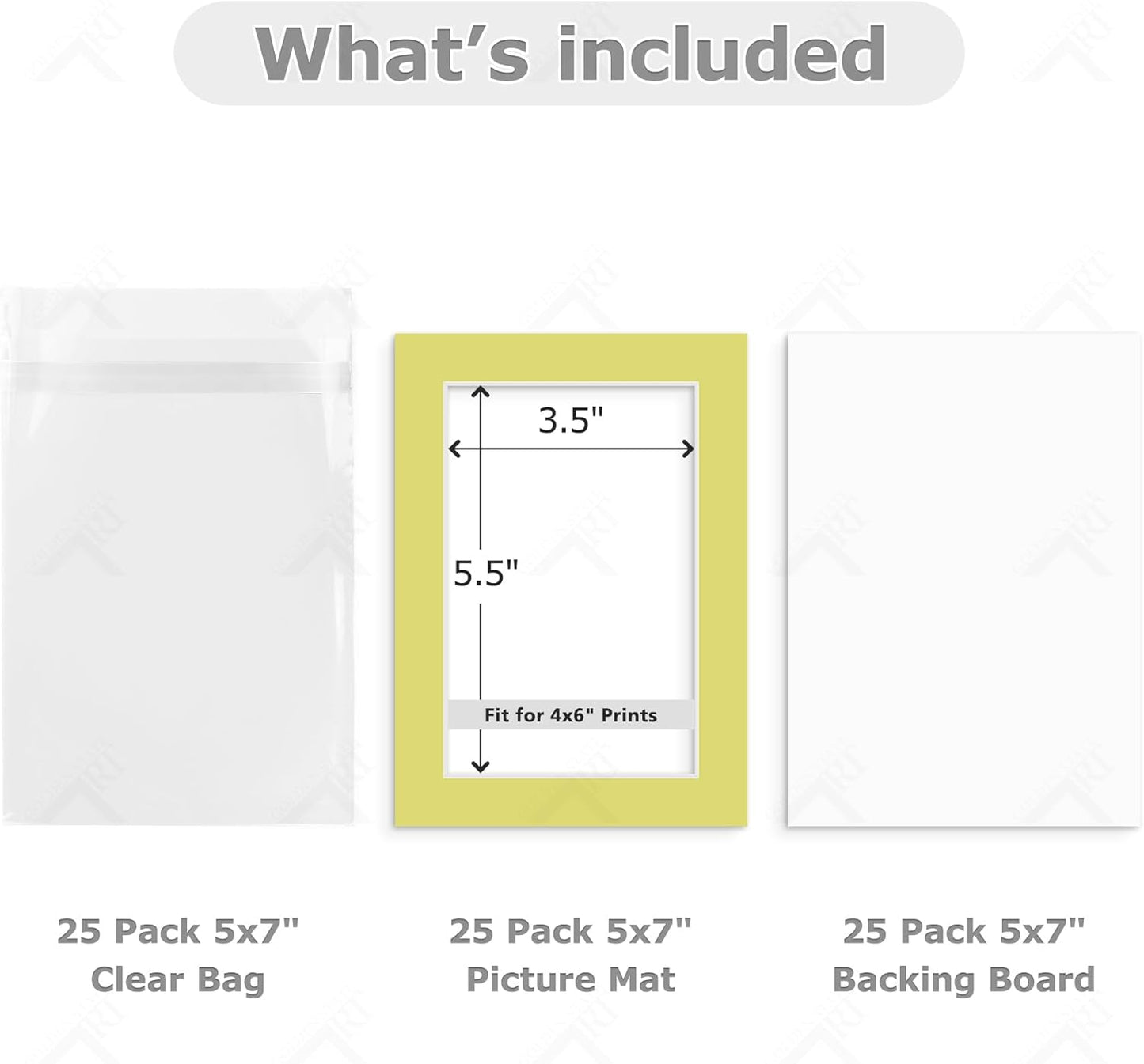 Golden State Art, Pack of 10 Mix Pre-Cut 5x7 Picture Mat for 4x6 Photo with White Core Bevel Cut Mattes Sets. Includes 10 High Premier Acid Free Bevel Cut Matts & 10 Backing Board & 10 Clear Bags