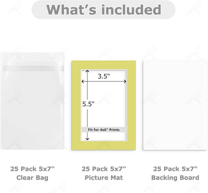 Golden State Art, Pack of 10 Mix Pre-Cut 5x7 Picture Mat for 4x6 Photo with White Core Bevel Cut Mattes Sets. Includes 10 High Premier Acid Free Bevel Cut Matts & 10 Backing Board & 10 Clear Bags