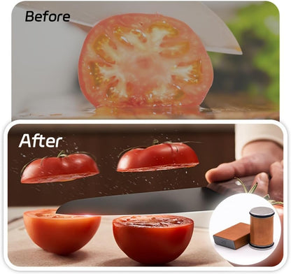 Rolling Knife Sharpener - Kitchen Knife Sharpener for Razor Sharp Edges Made in Germany - Easy Knife Sharpening Kit - Roller with Magnetic Holder with 15 & 20 Degrees