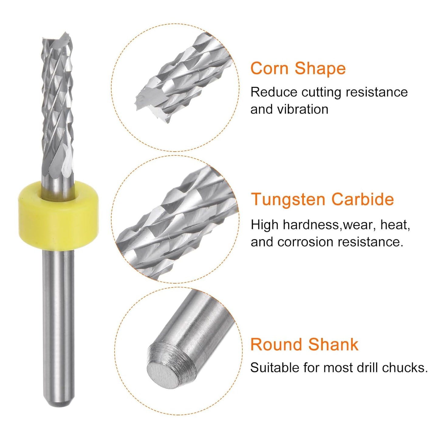HARFINGTON 10pcs End Mill Bits 0.8mm Solid Carbide CNC Router Bits Engraving Cutter Tools for PCB Circuit Board Milling Machine Wood Carving, 1/8" Straight Shank