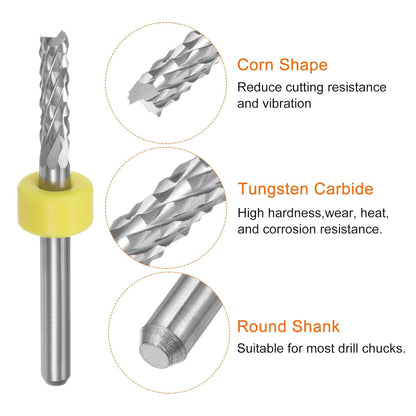 HARFINGTON 10pcs End Mill Bits 0.8mm Solid Carbide CNC Router Bits Engraving Cutter Tools for PCB Circuit Board Milling Machine Wood Carving, 1/8" Straight Shank