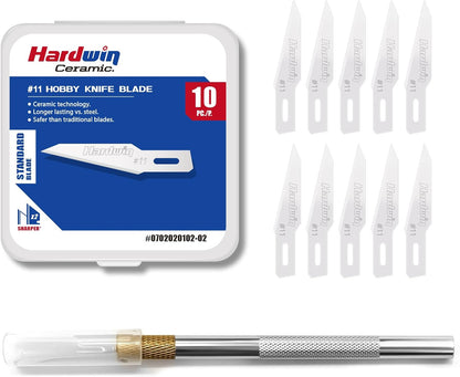 10-Pack Ceramic Craft Blades #11 - Ultra Sharp Rustproof Knife Blades Compatible with X-Acto - For DIY/Leather/Foam Board/Thin Plastic/Paper - More Durable Than Steel Blades
