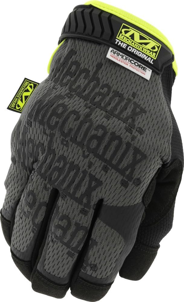 Mechanix Wear Needlestick Original Cut-Resistant Gloves - Puncture Resistant Reliable Grip Work Gloves - Durable & High Dexterity - Large - Black/Grey