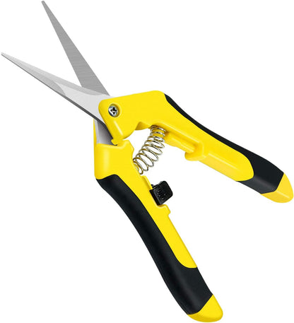iPower 6.5 Inch Gardening Hand Pruner Pruning Shears Trimming Scissors with Straight Stainless Steel Blades for Bonsai, Herb, Bud, Hedge, 4-Pack, Yellow