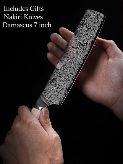 DONGSUN 8 Inch Damascus Chef Knife with North American Black Walnut Sheath, 67-Layer VG10 Forged Steel Japanese Gyuto, Professional Durable Sharpness