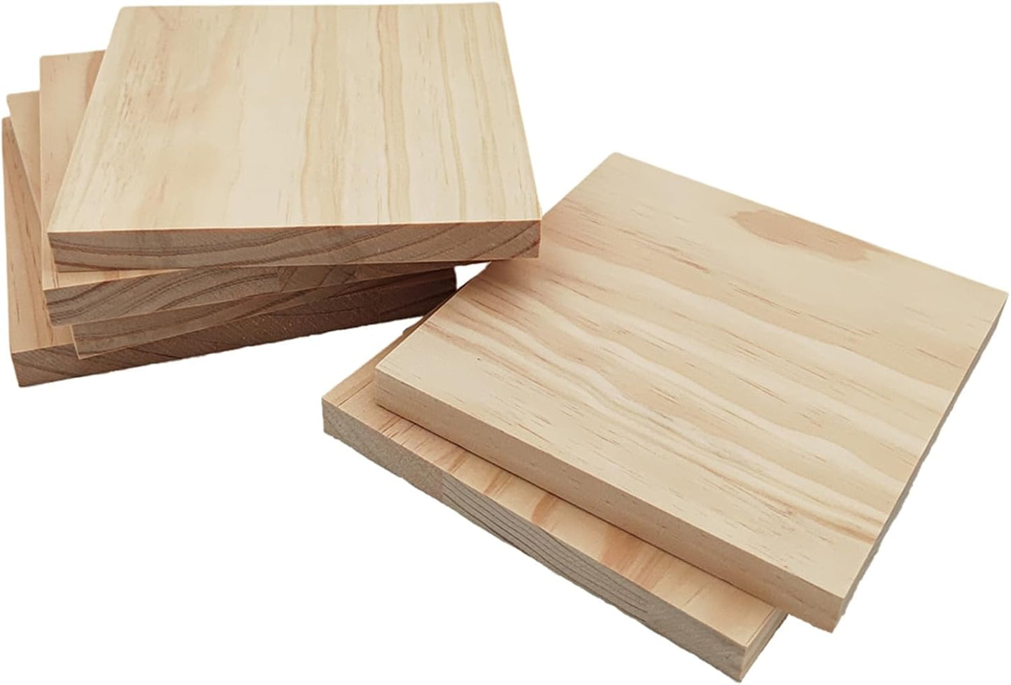 6PCS Unfinished Wood Square Blocks for Crafts, 6x6x1in Blank Wooden Squares Pine Wood Boards for Carving,DIY Wood Coasters,Painting & Burning