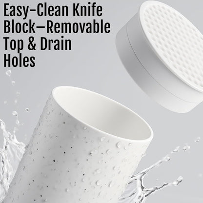 Universal Knife Block Without Knives: Qoosea Knife Block Detachable Knife Storage Space Saver for Kitchen Knife Organizer White