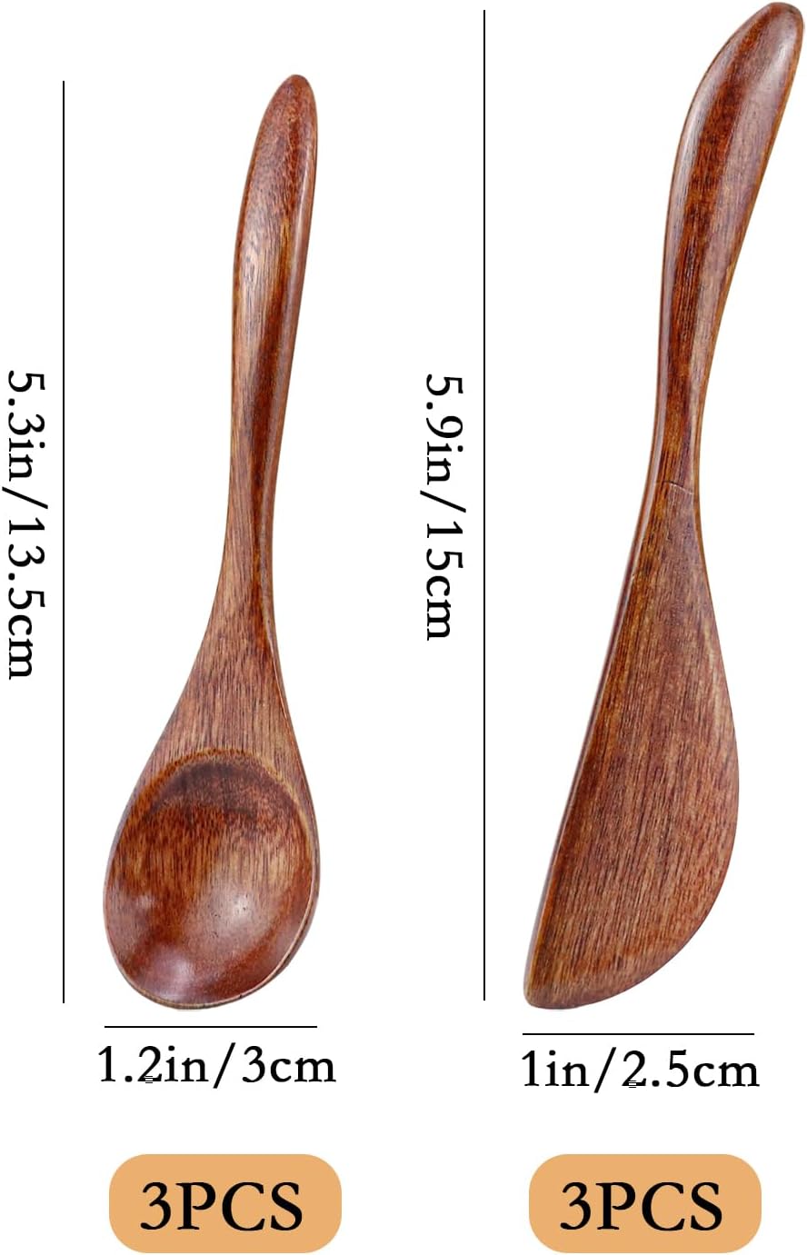 6 PCS Wooden Butter Knife Set, Solid Wood Butter Spreaders Spatulas for Sandwich Cheese Condiment, Wooden Spreader for Kitchen Restaurant Camping
