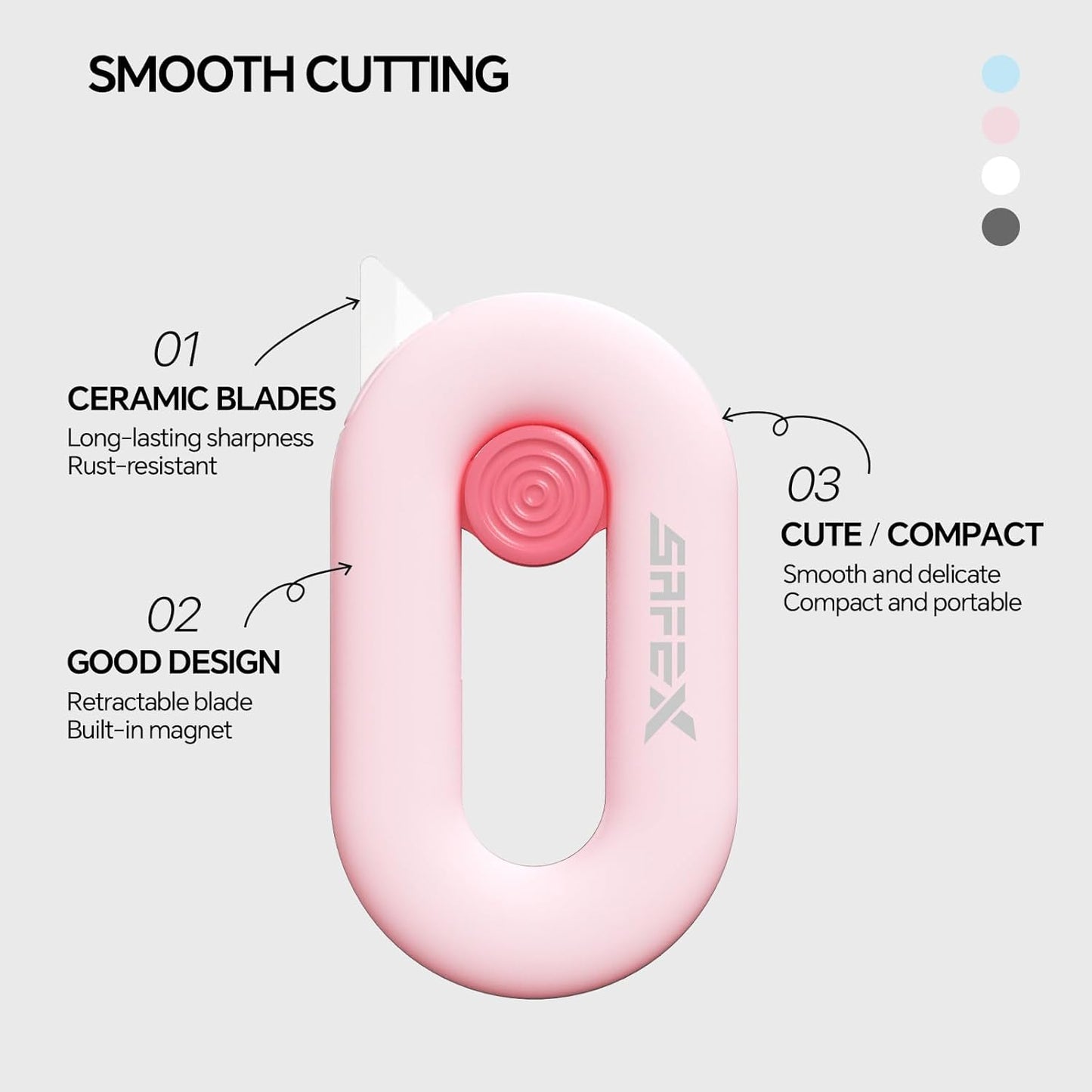 Box Cutter Retractable, Box Opener, Ceramic Box Cutter, Built-In Magnetic, Mini Box Cutter, Safety Box Cutter, Cute Box Cutter, Small Box Cutter For Women, Package Opener, Box Opener Tool (PINK)